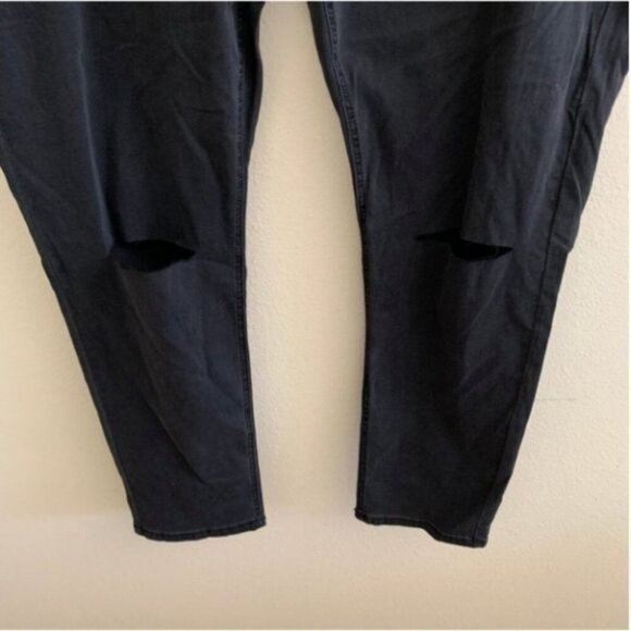 Glamorous curve women's jeans sz 22 high waisted skinny frayed knee ripped black - Picture 5 of 8